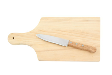 Knife on the chopping board isolated