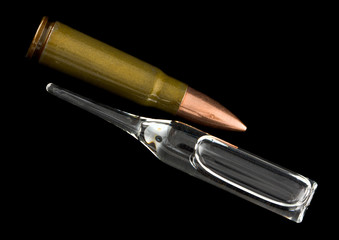 Ampoule and cartridge isolated on black
