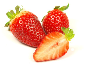 strawberries on white background