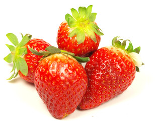 strawberries on white background