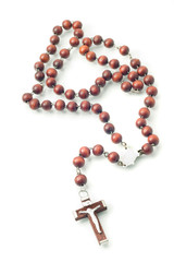 Brown Wooden beads isolated over white