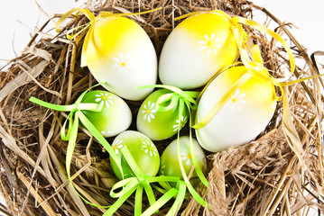 easter eggs in nest