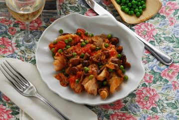 Tinca ai piselli e funghi - Secondi di pesce