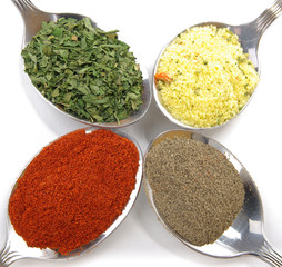 Spices on spoons