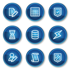 Database web icons, blue circle buttons