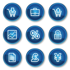 E-business web icons, blue circle buttons