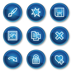 Image viewer web icons set 2, blue circle buttons