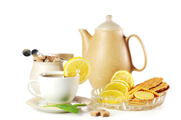 cup of tea  and teapot