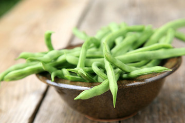 Freshly harvested green beans