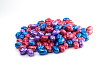 Colorful unsorted mixture of a bunch of eastereggs