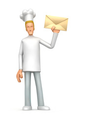 Chef standing with a letter