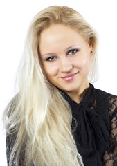 Naklejka premium beautiful blonde in a black blouse