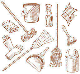 Cleaning service icon set
