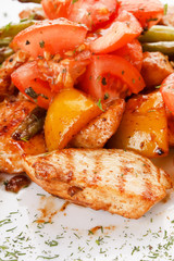 Chicken and roasted vegetable salad