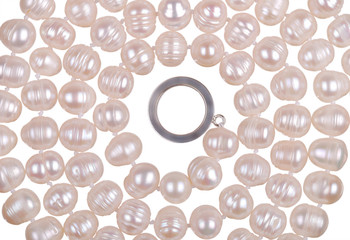 Beads from pearls on a white background