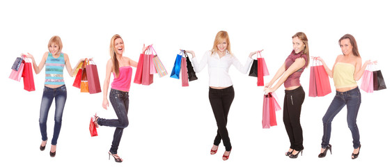 Group of shopping girls