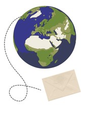 Brief fliegt um die Welt