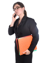 femme d'affaire stricte au téléphone