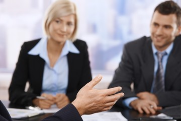 Fototapeta premium Business meeting, hand in closeup