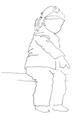 Skizze: Mädchen zeigt auf etwas