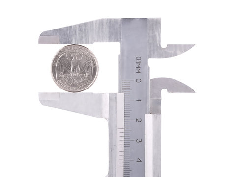 Calipers with american quarter coin