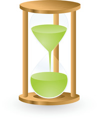 wooden sandglass isolated on a white background