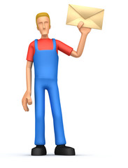 Mechanic  standing with a letter