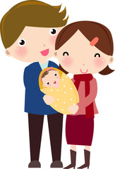 happy family with daughter