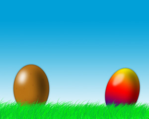 Ostereier auf der Wiese