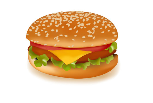 Photo-realistic vector illustration of the hamburger.