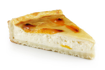 Piece of home baked peach dessert