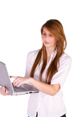 Beautiful Girl Holding a Laptop