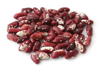 Dry red kidney beans on white background