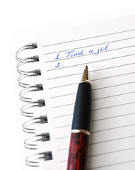 Find a job, handwriting on white paper