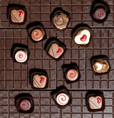chocolate bars with chocolate candies