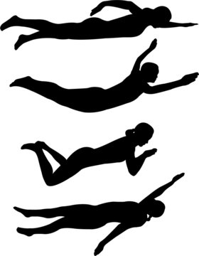 swimming styles silhouettes - vector