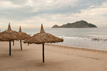 Mazatlan Palapa Huts at Daybreak