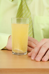 Effervescent tablet with water