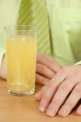 Effervescent tablet with water