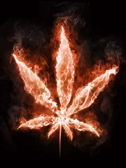 Cercles muraux Flamme La marijuana en feu