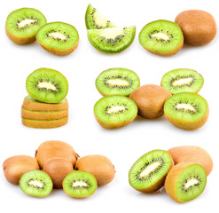Fototapeta premium Set of Fresh Kiwi Fruits Isolated