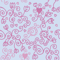 Seamless swirl floral  purple pattern