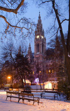 Vienna- town-hall in winter morning