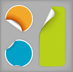 Set of fresh labels (vivid colors) on gray background