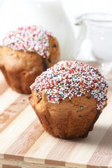 fresh muffins with milk