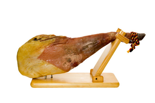 Iberian spanish ham isolated on white background