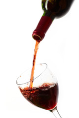 Red wine filling a glass, drink