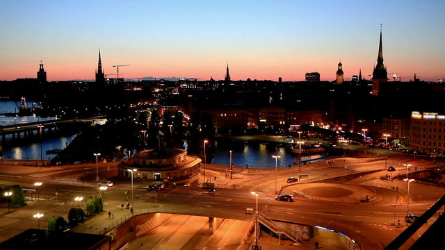 Evening Stockholm, high angle view.