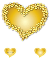 Cuore d'oro circondato da corona di cuoricini