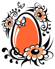 Easter egg and flowers